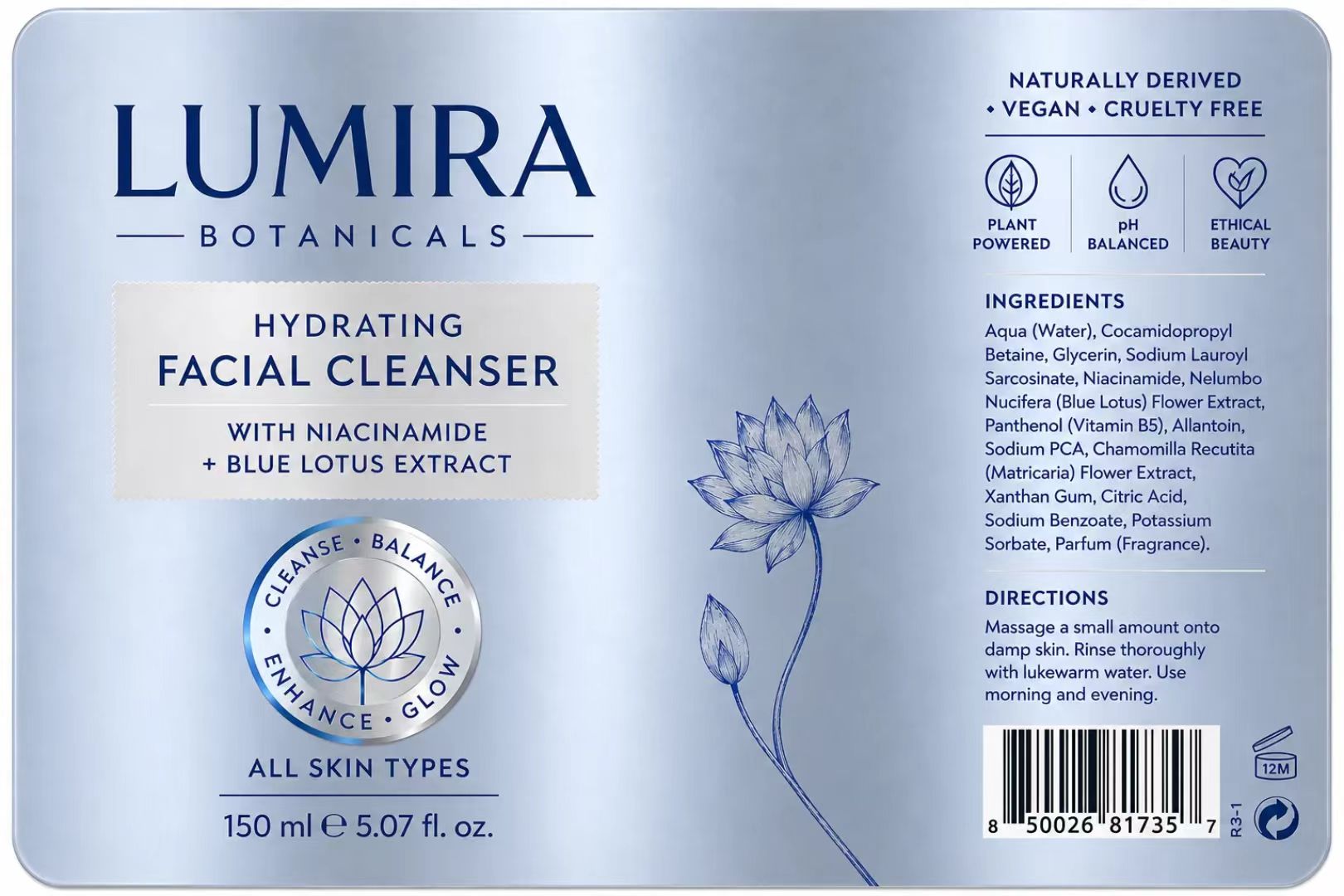 Custom Luxury Blue/Silver Foil - Luxury Skincare Cleanser ulasan dan harga