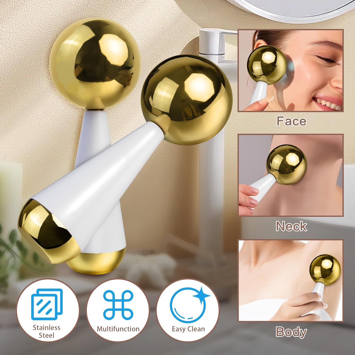 Ice Globes for Face Eyes Steel - Luxury Skincare Tools ulasan dan harga